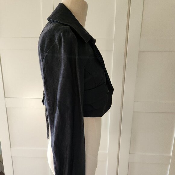 Hache Navy Blue Cropped Blazer Jacket size 44 (made in Italy) US 8 - Picture 4 of 12